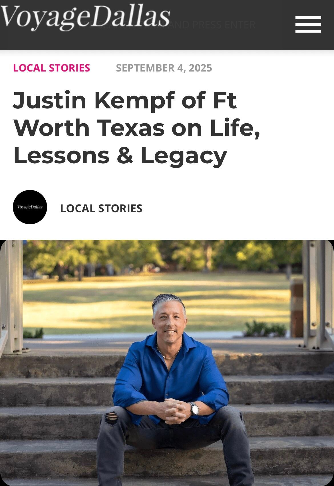 Justin Kempf of Executive Functional Healing featured in Voyage Dallas Magazine article
