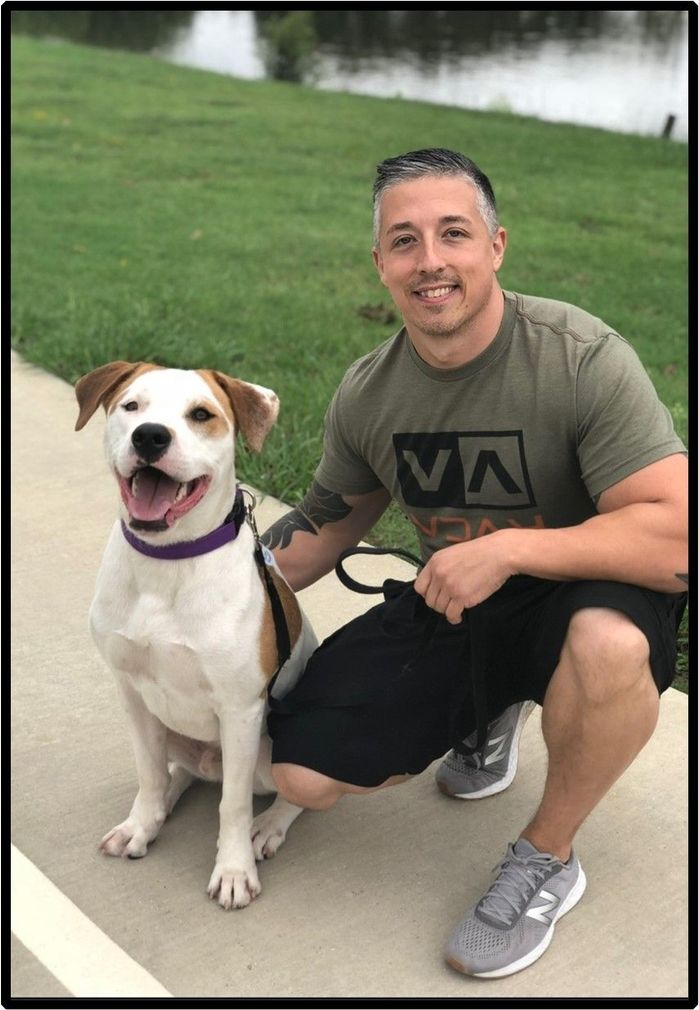 Justin Kempf of Executive Functional Healing with Dog Mikey, Functional Gut Health, TX Functional Gut Health Practitioner