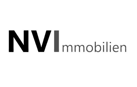 Ein schwarz-weißes Logo für nvi immobilien