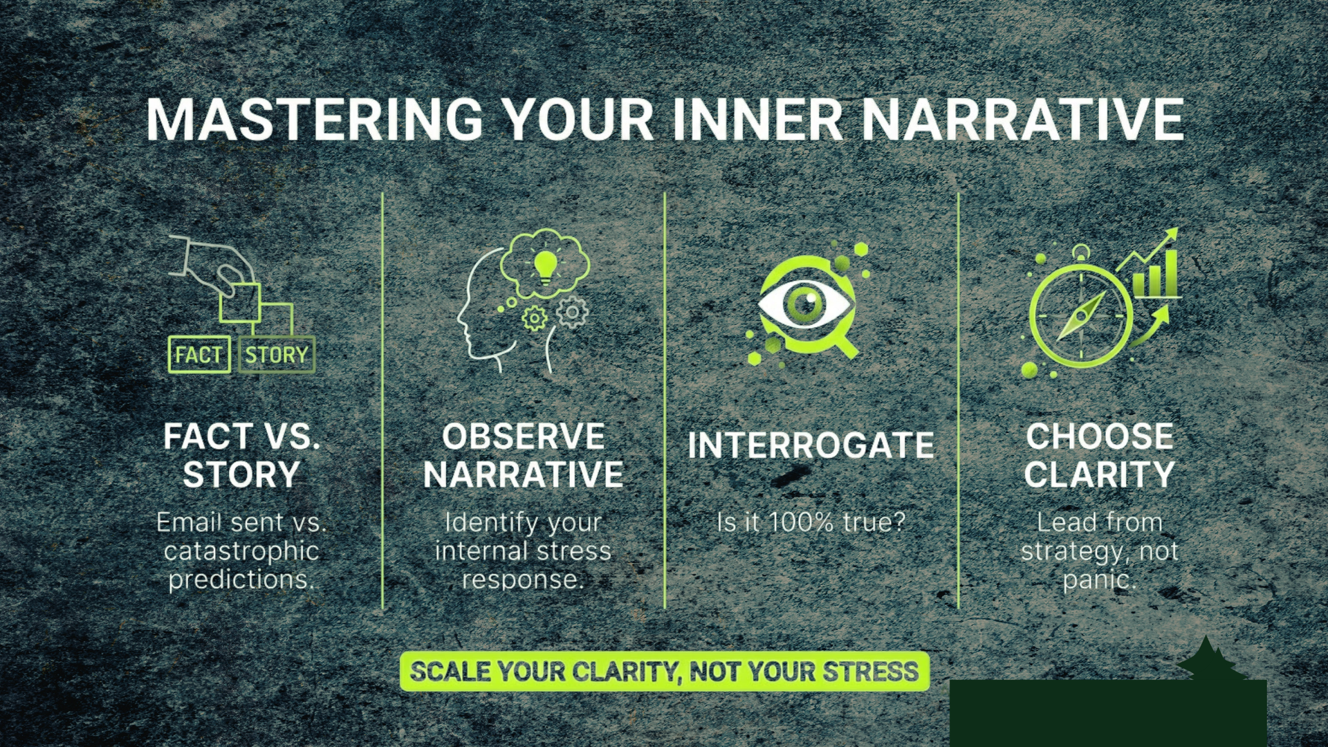 Aimee Reiss explaining the Fact vs. Narrative mental model to help CEOs identify and manage leadersh