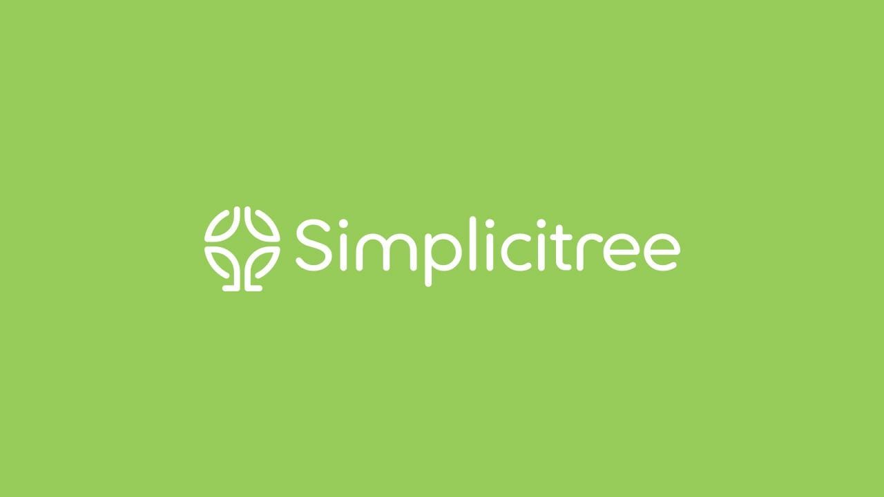 The simplitree logo is on a green background.