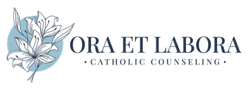 Logo: Blue circle with white flowers, text