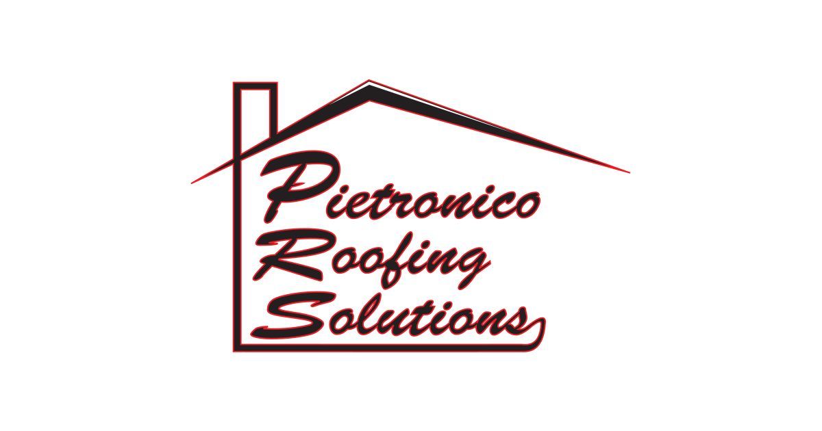 Metal roof with parallel ridges; trees and buildings in the distance under a blue sky