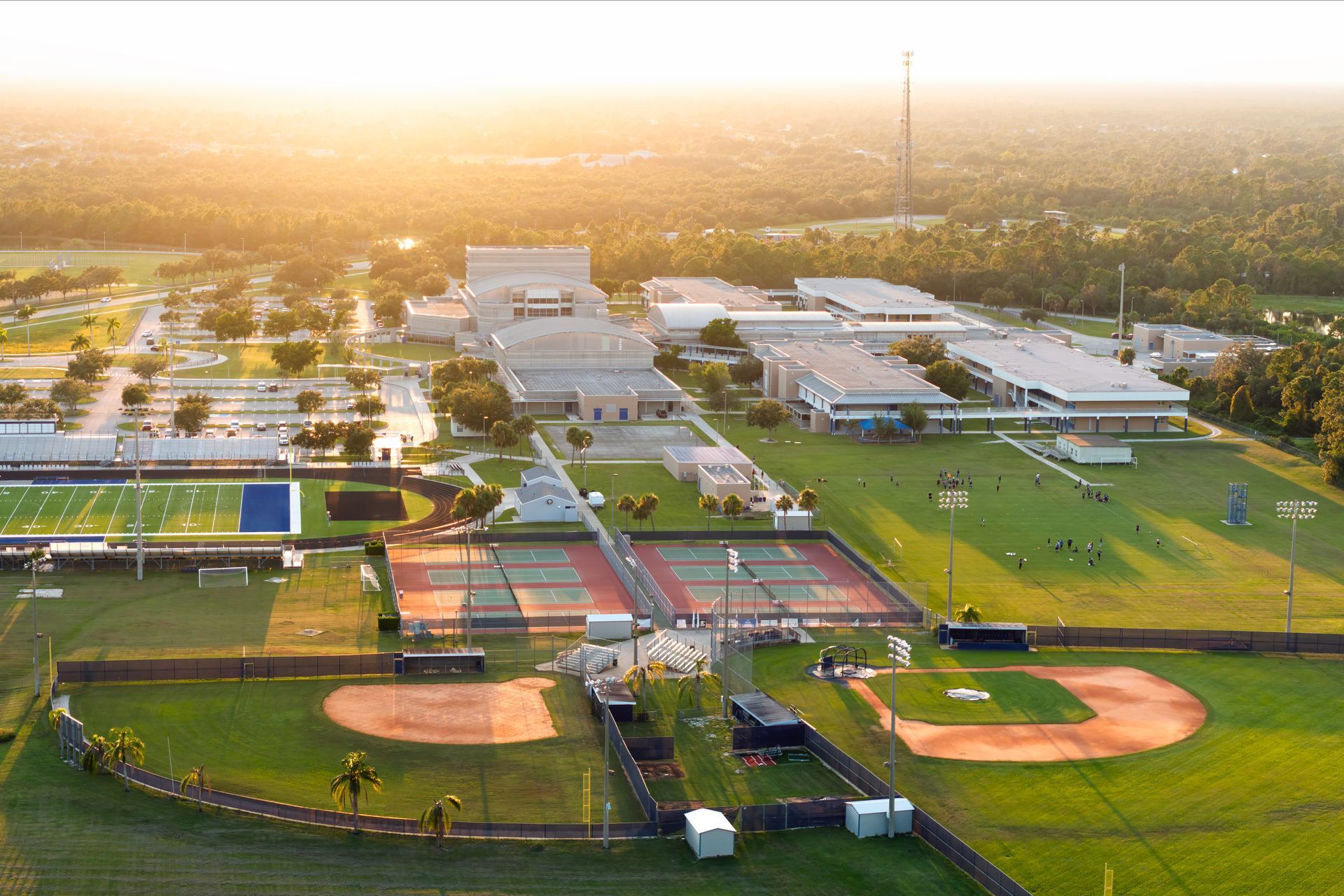 Aerial image of a sports complex