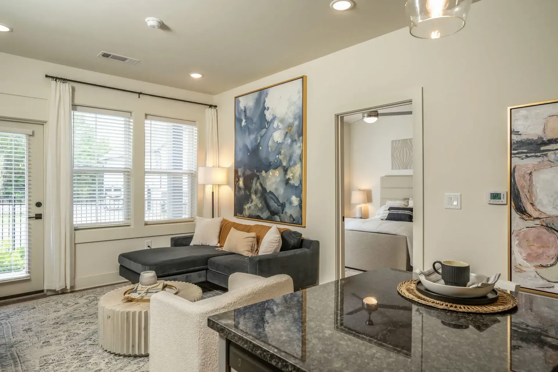 Classically furnished living space at Livano Trinity.