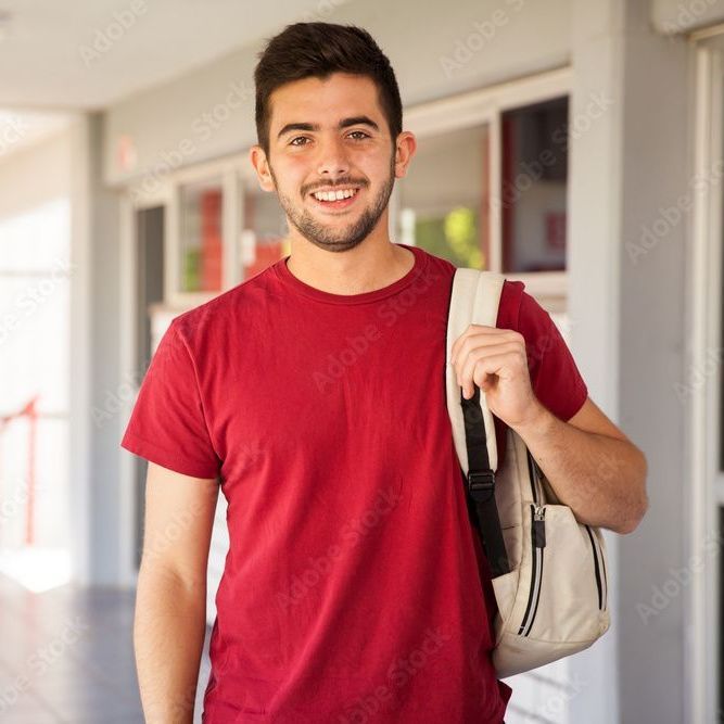 A student wearing a backpack