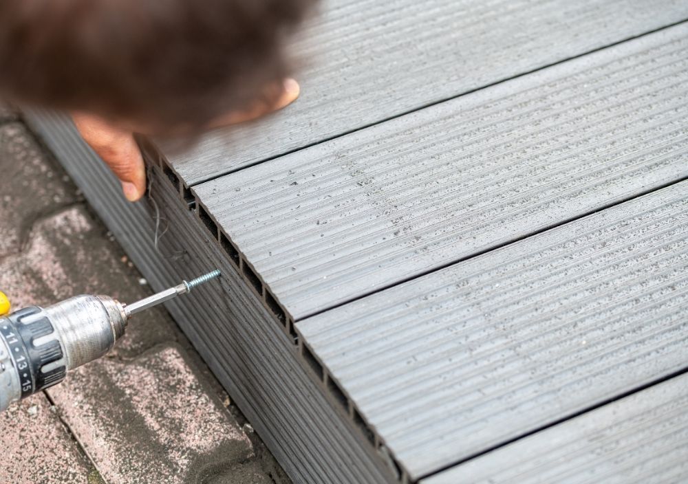installing grey composite decking
