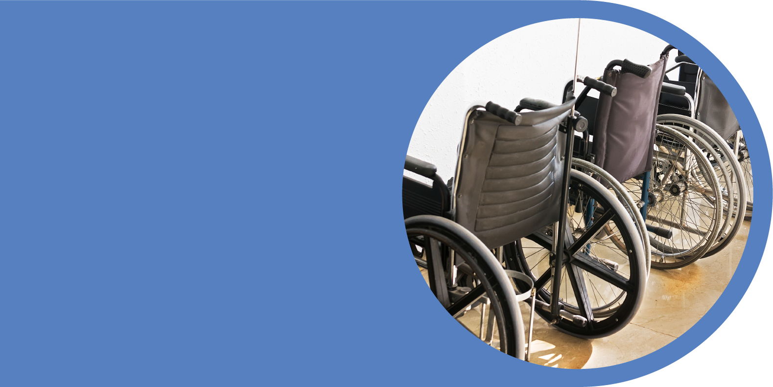 Row of wheelchairs representing Bikur Cholim’s medical equipment gemach for patient mobility support.