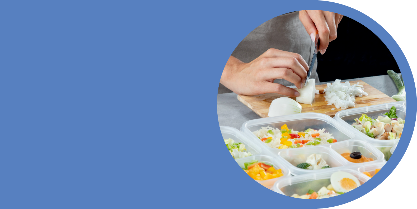 Volunteer preparing food trays for Bikur Cholim meal delivery program.