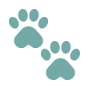 Two turquoise paw prints.