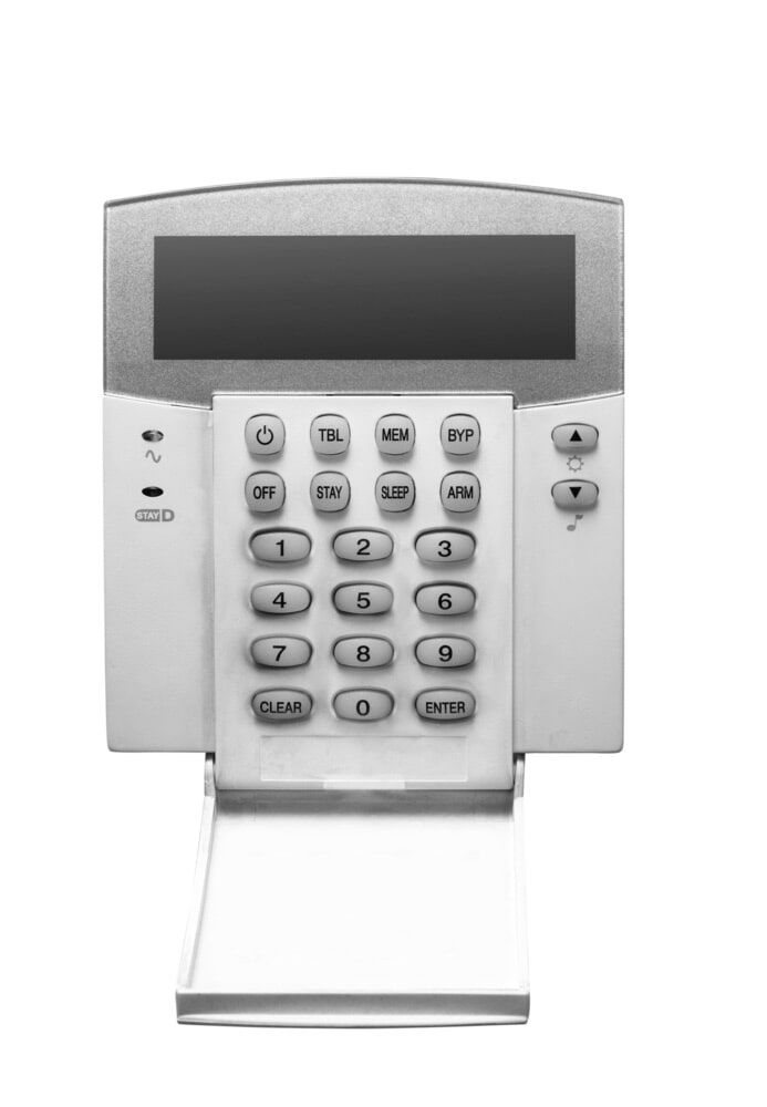 A Black and White Photo of a Keypad on a White Background — Electronic Security in Tweed, NSW