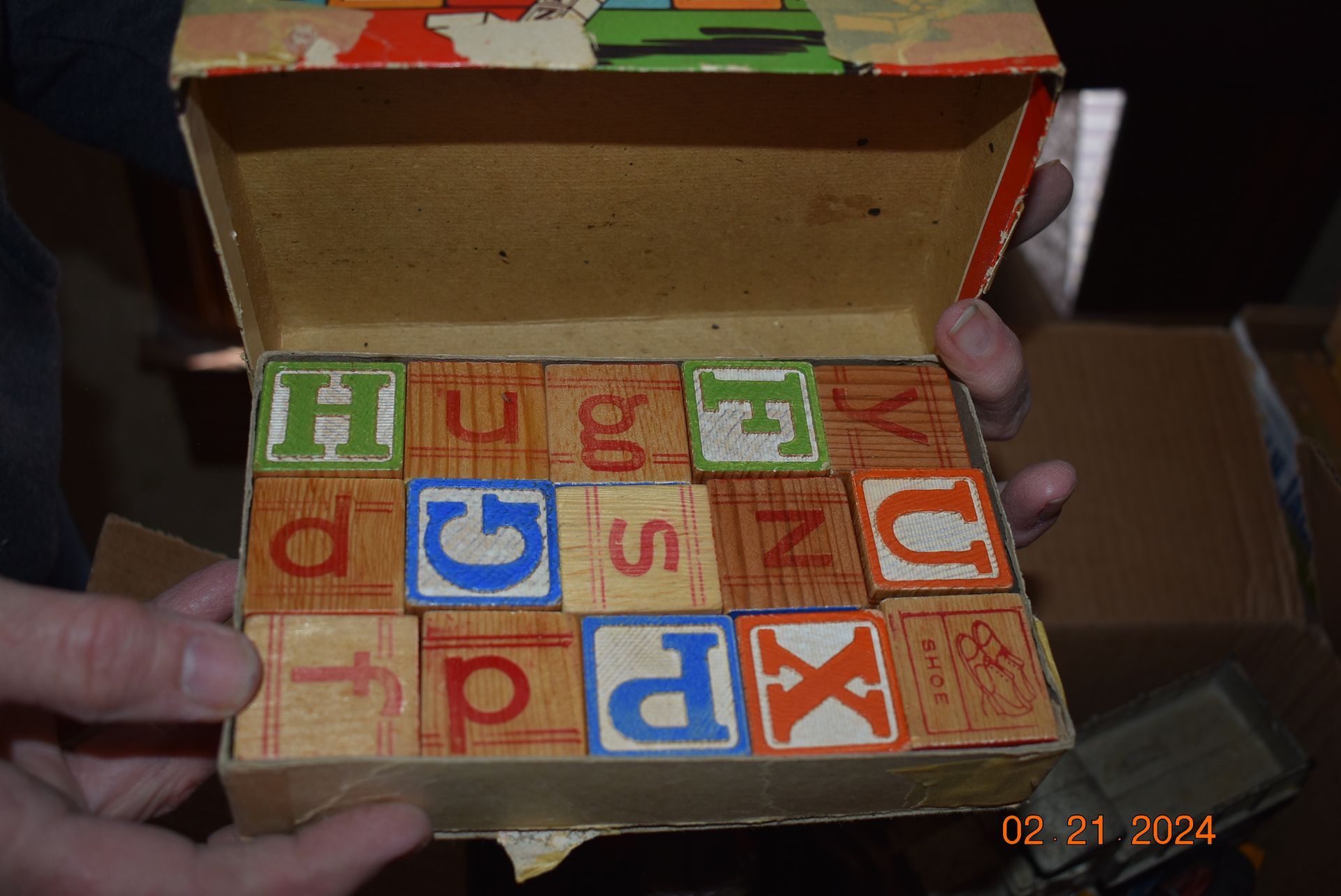 Antique square block letters