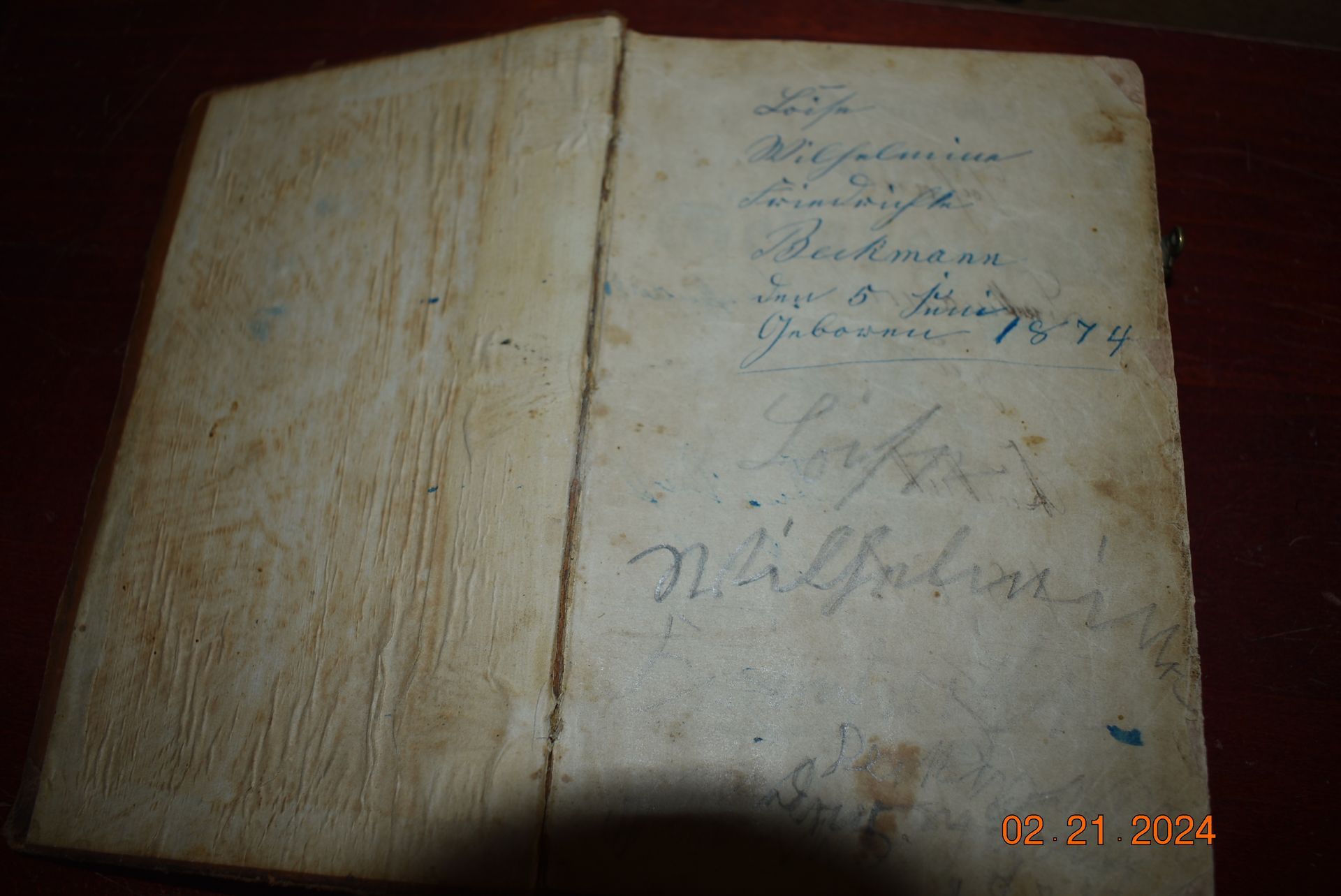 Bechman family signature back in 1874.