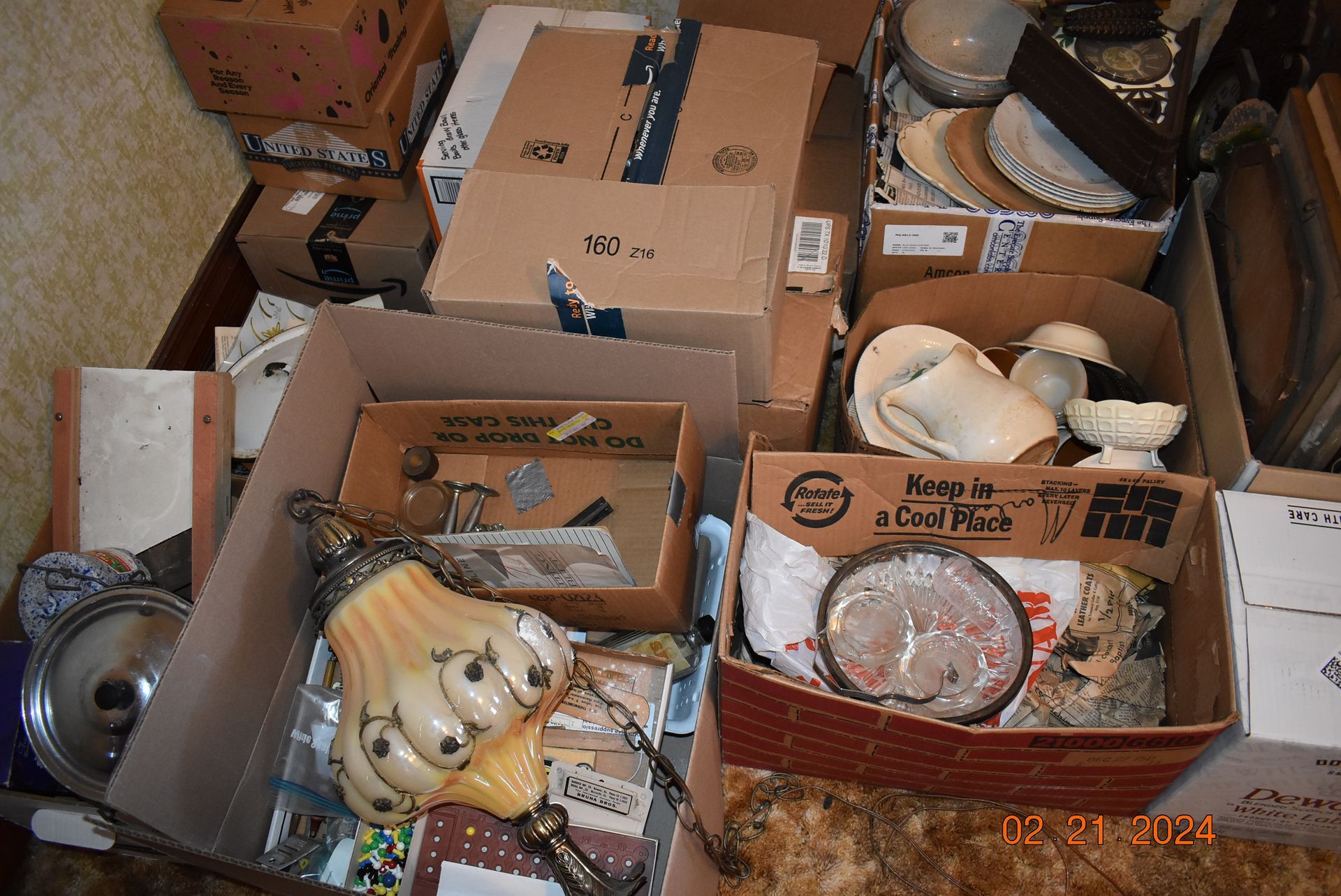 Antique items in box