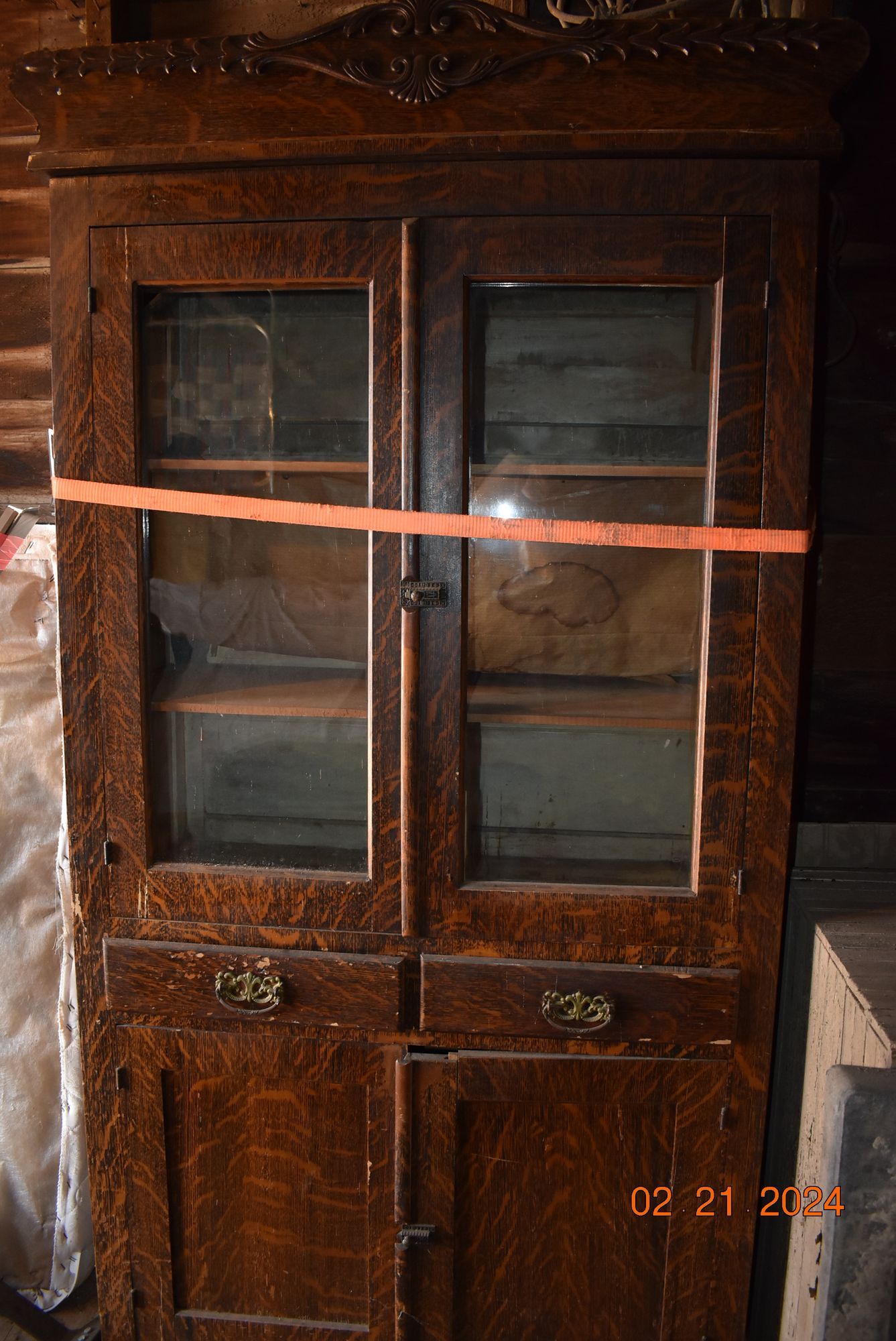 1800s wood China cabinet. 