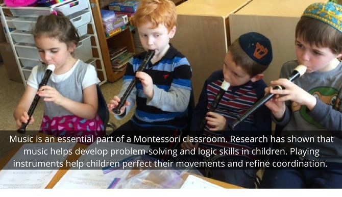 Montessori children in music class