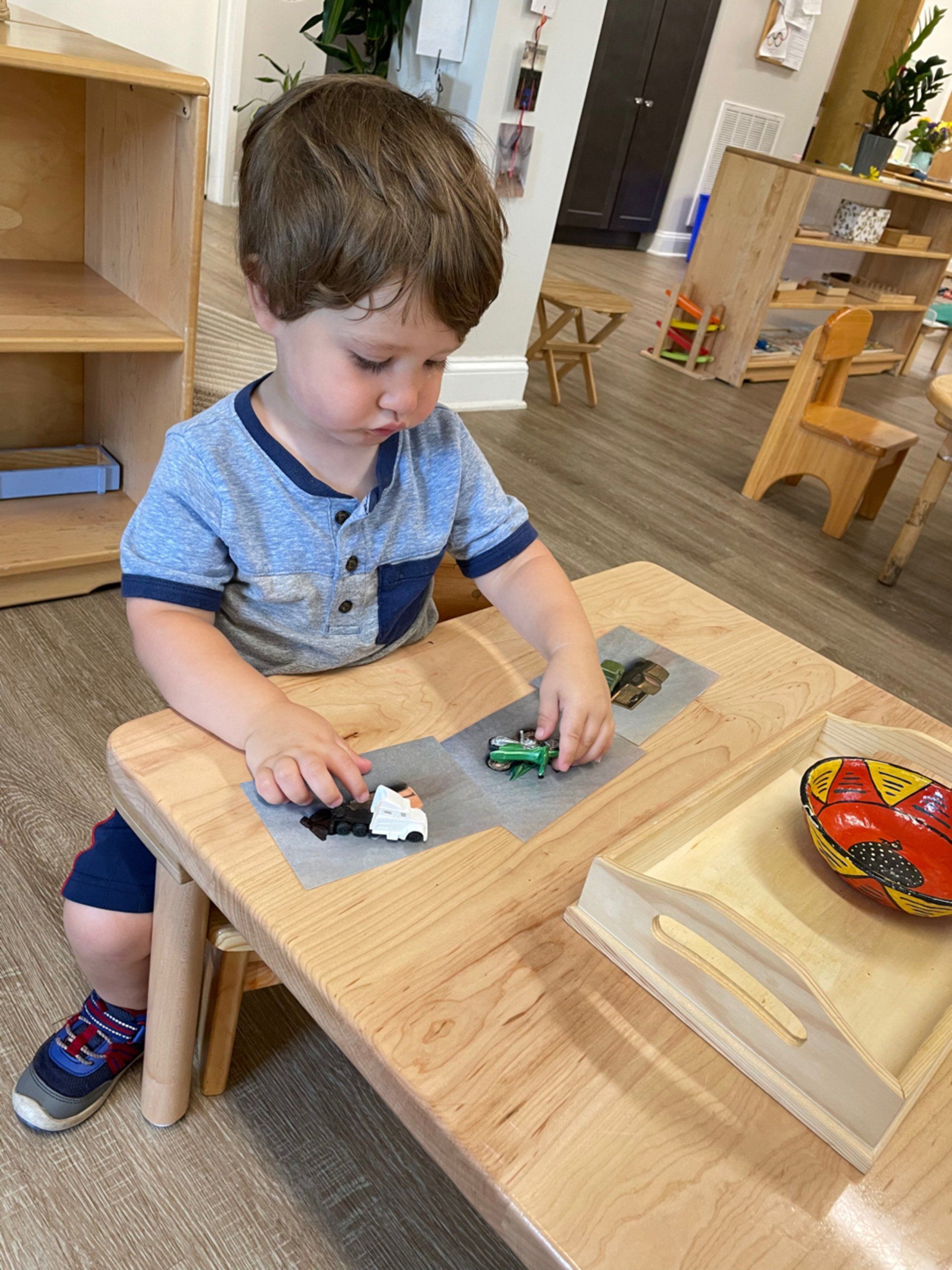 Montessori child working in the classroom 