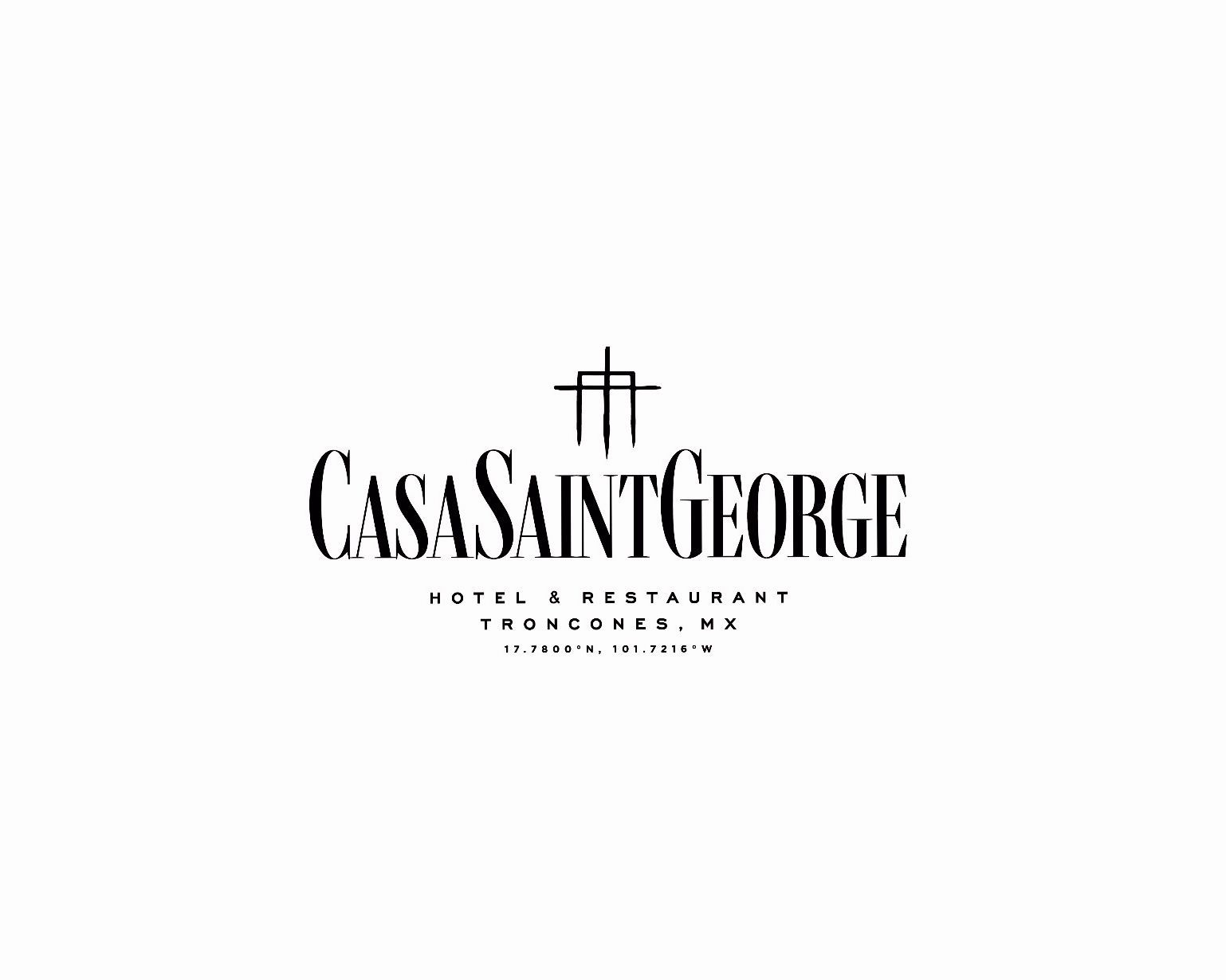 A black and white logo for casa saint george hotel and restaurant.
