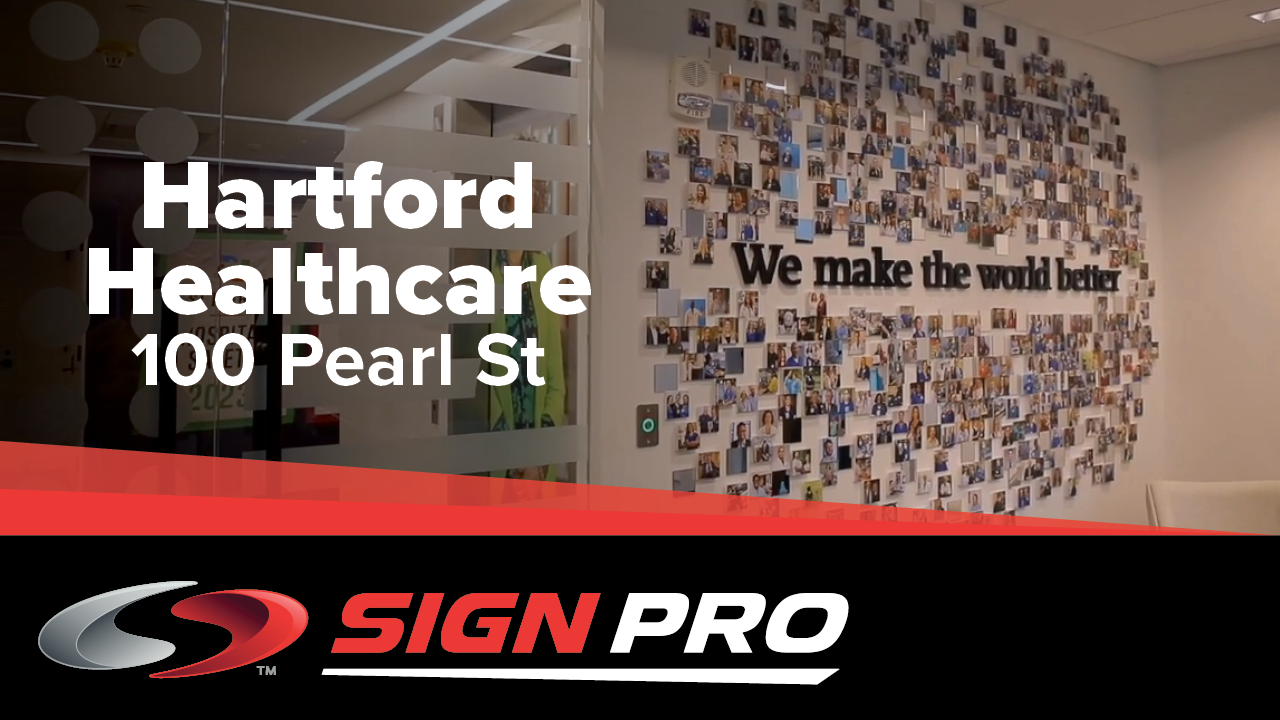 A sign for hartford healthcare 100 pearl street