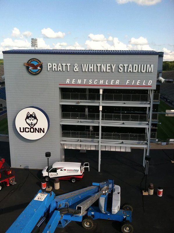 UCONN parking garage sign
