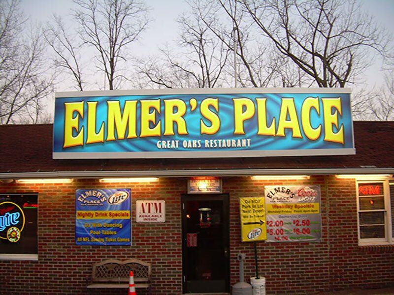 elmers placet neon and illuminated sign