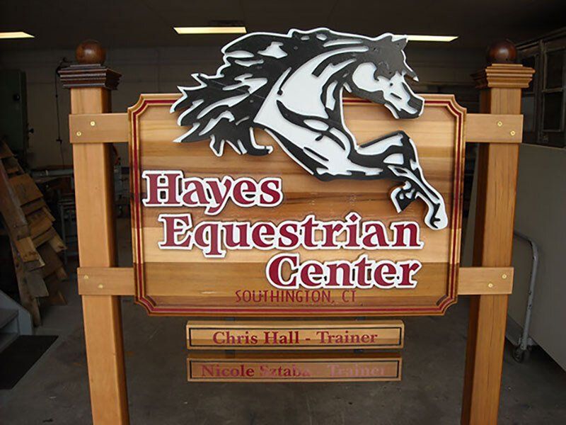 hayes equestrian center sandblasted sign