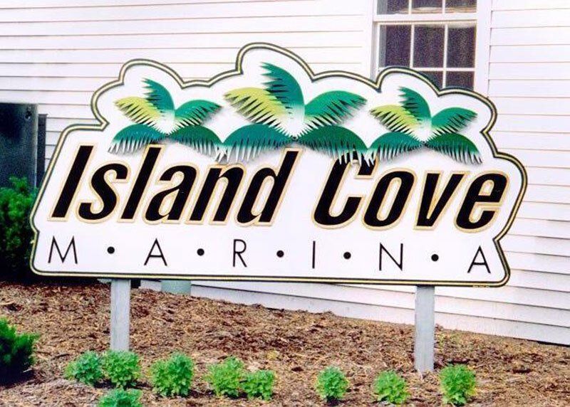 island cove marinasandblasted sign