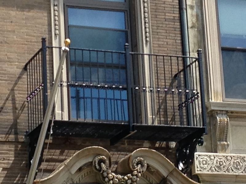 A fire escape on the side of a building