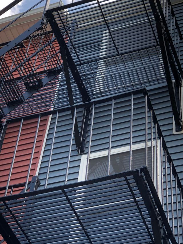 A fire escape on the side of a building