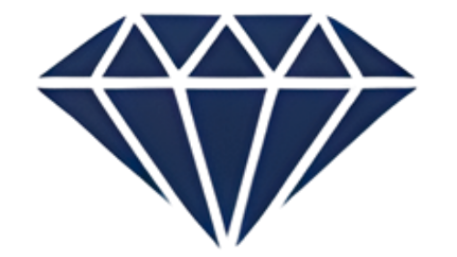 Dark blue diamond shape with white internal lines.