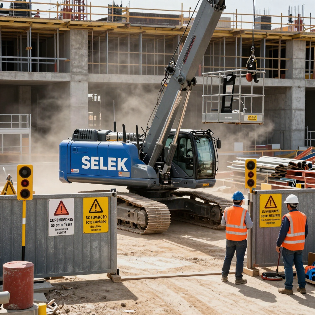 Detalle de maquinaria y seguridad en obra