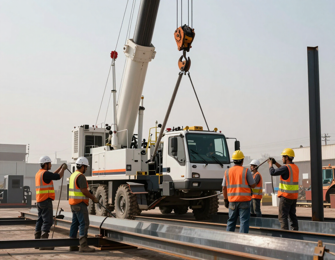 Equipo de maniobra preparando una izaje industrial