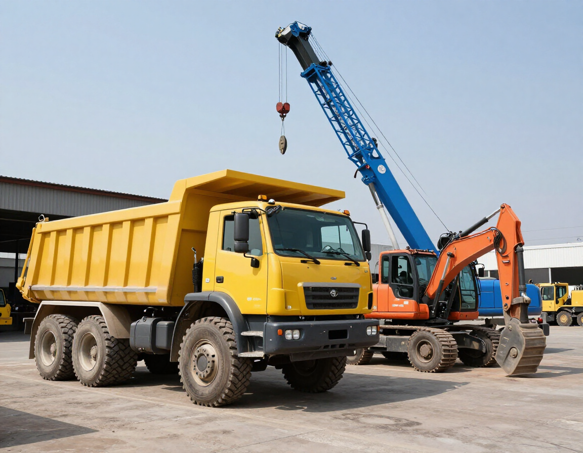 Flotilla de maquinaria pesada lista para obra