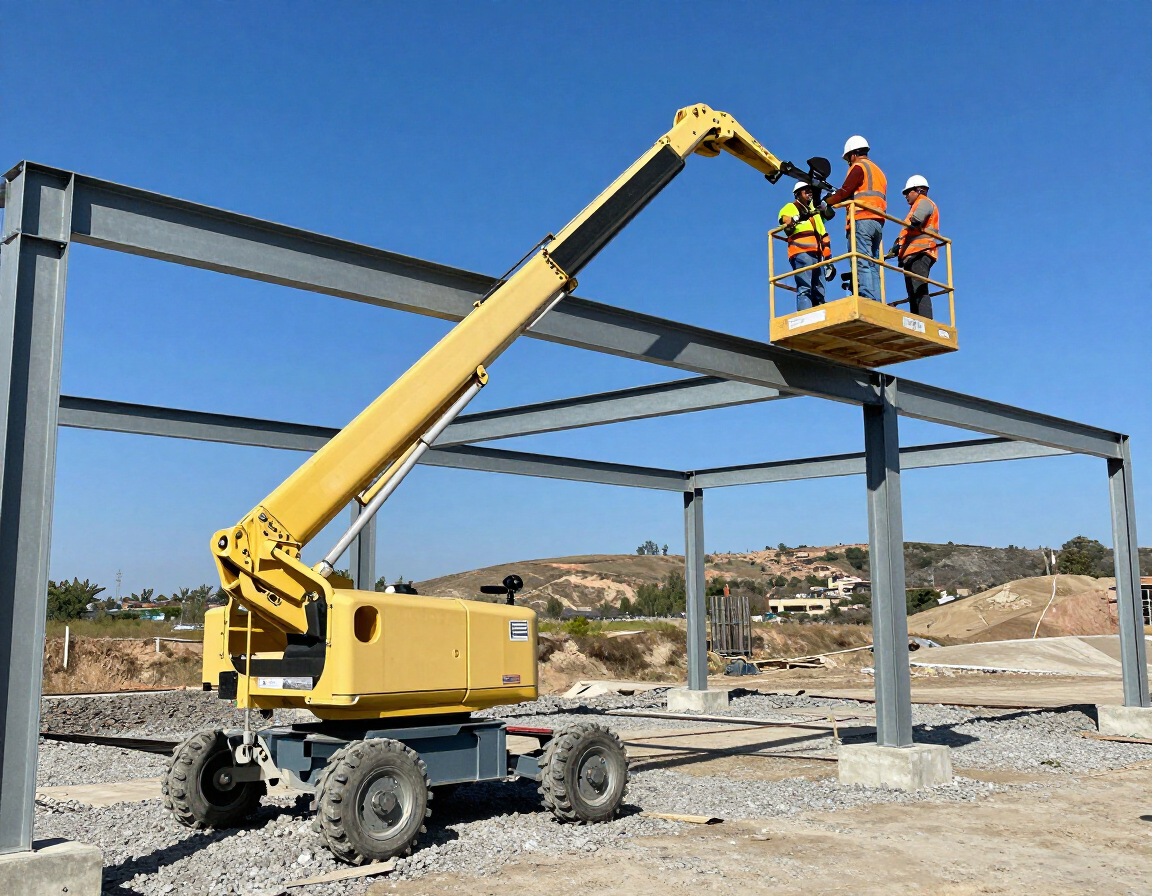 Plataforma articulada en obra