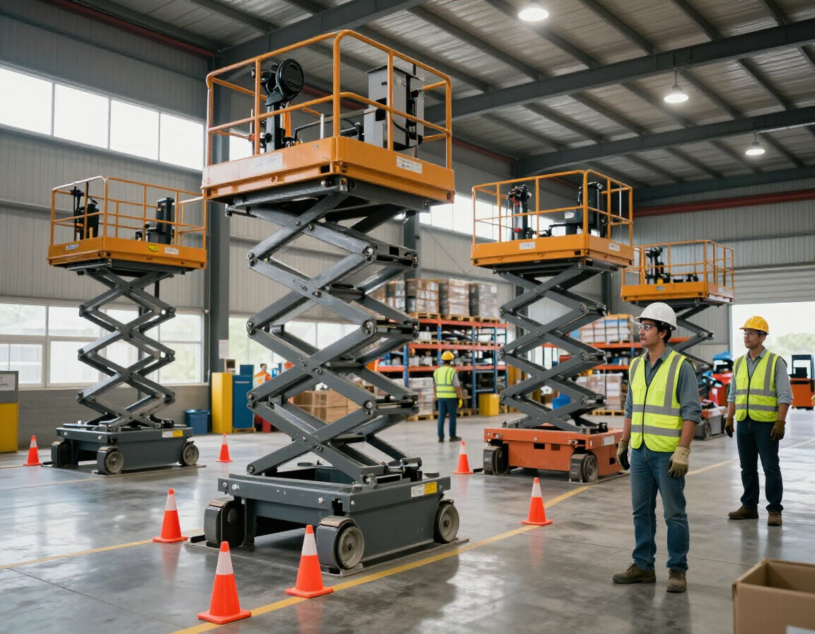 Plataformas de tijera en nave industrial