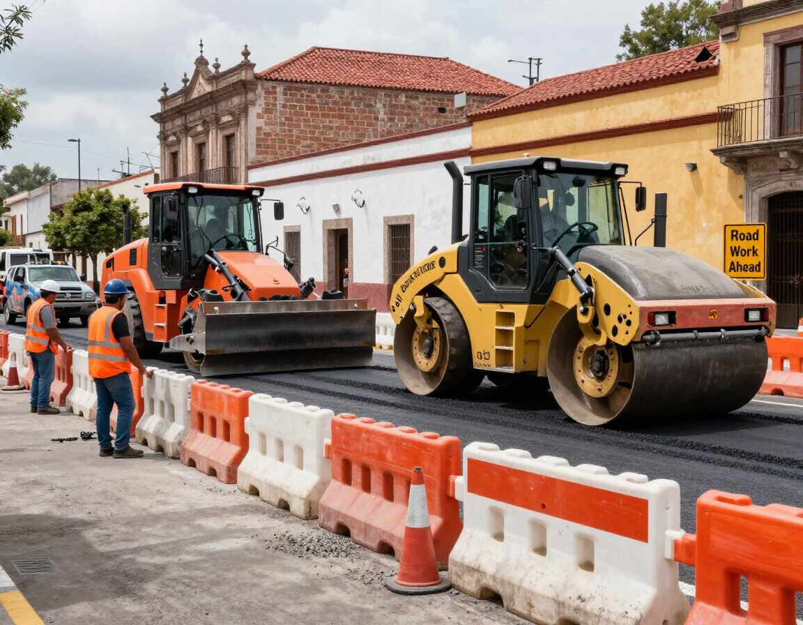 Obra civil urbana con maquinaria pesada