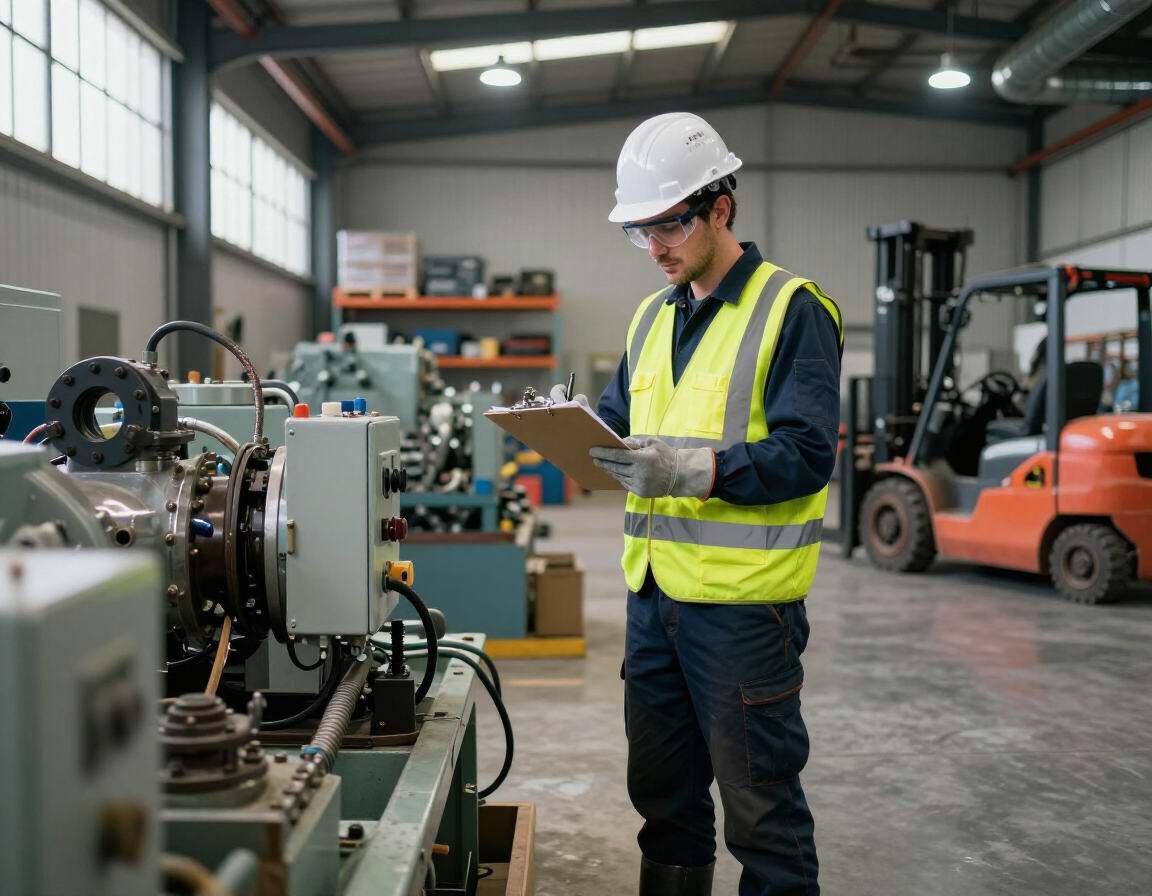 Técnico SELEK inspeccionando maquinaria