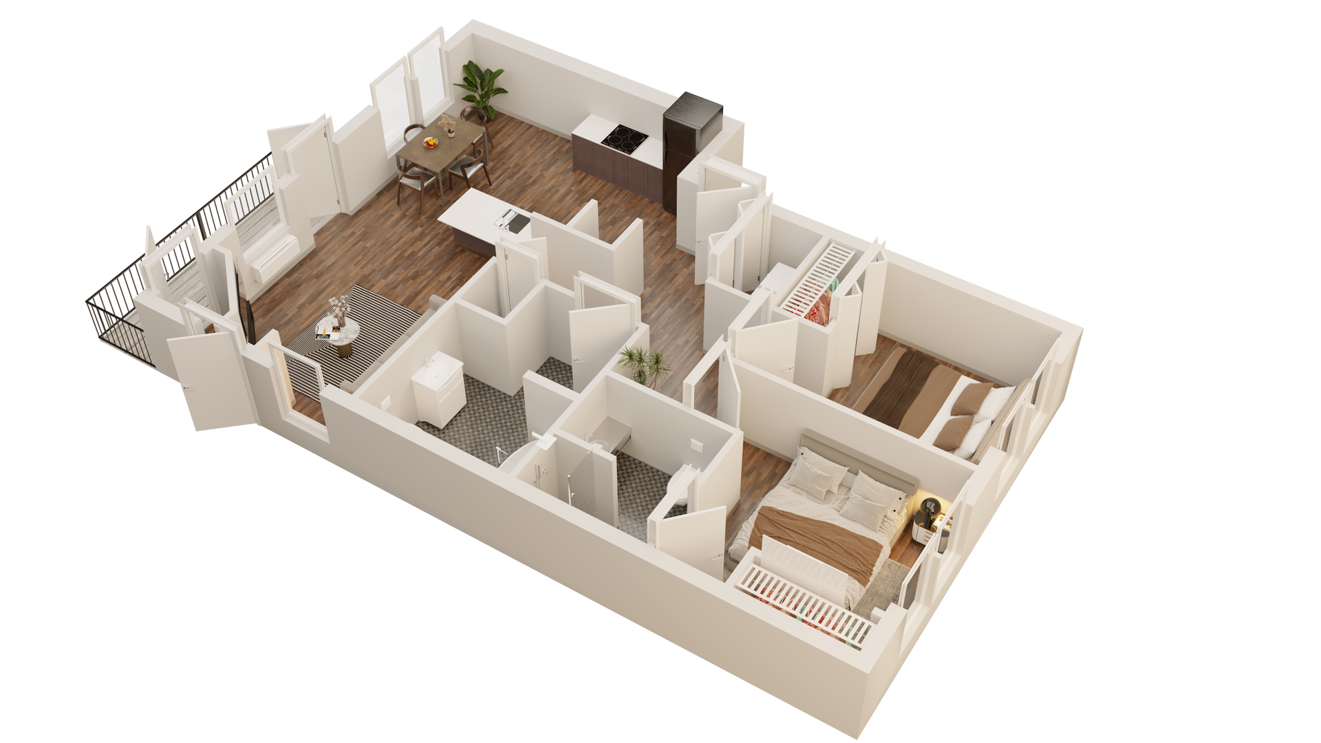 2 BED 2 BATH floor plan