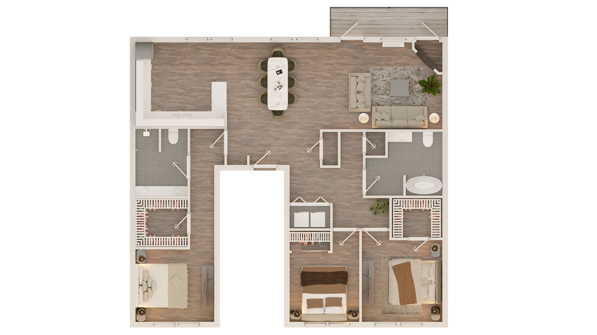 3 BED 2 BATH floor plan