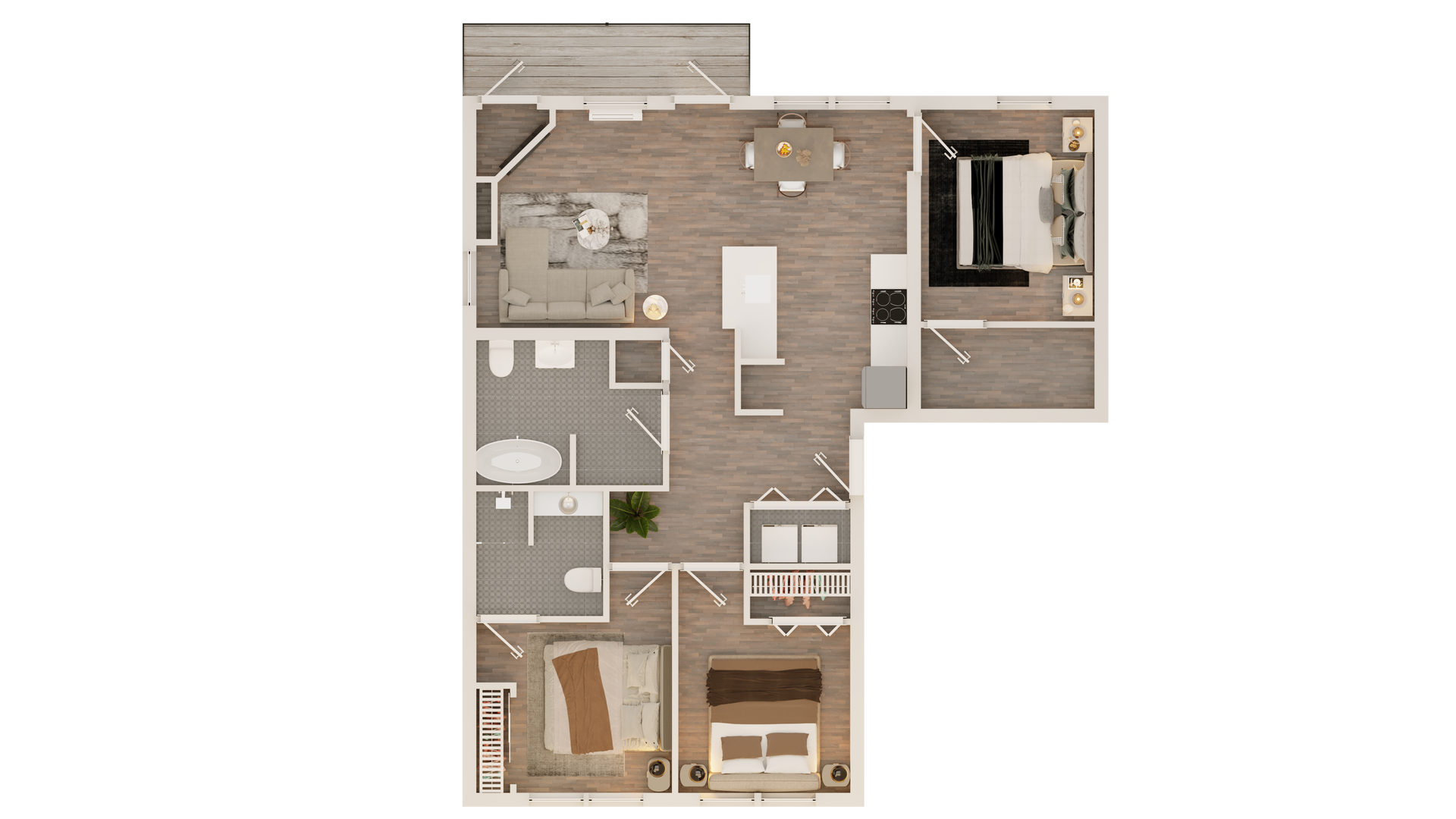 3 BED 2 BATH floor plan