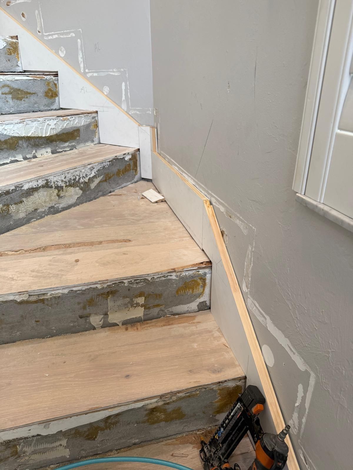 A staircase under construction