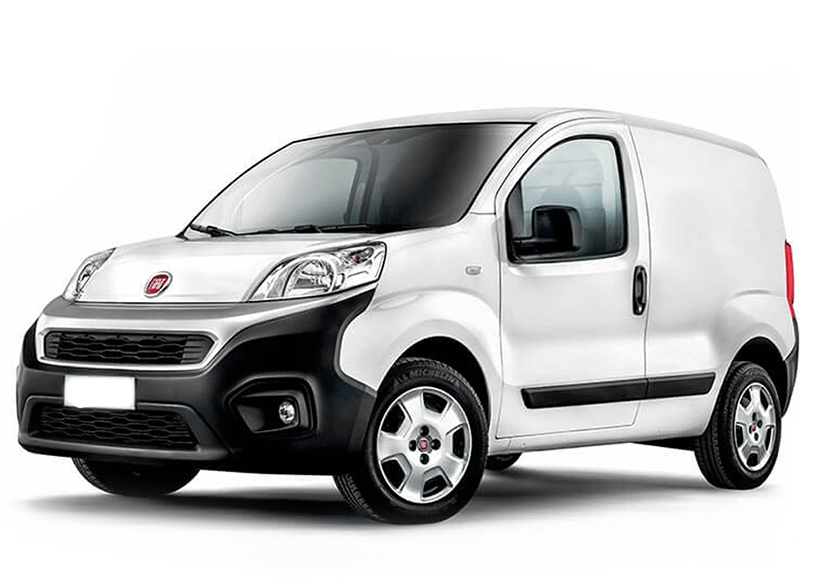 Su sfondo bianco è raffigurato un furgone bianco.