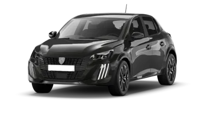Un'auto nera è seduta su uno sfondo bianco.