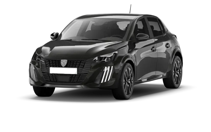 Un'auto nera è  su uno sfondo bianco.
