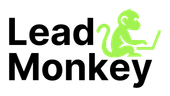 leadmonkey.ai | A black and green logo for lead monkey with a monkey on it