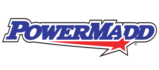 A power madd logo with a red star on a white background.