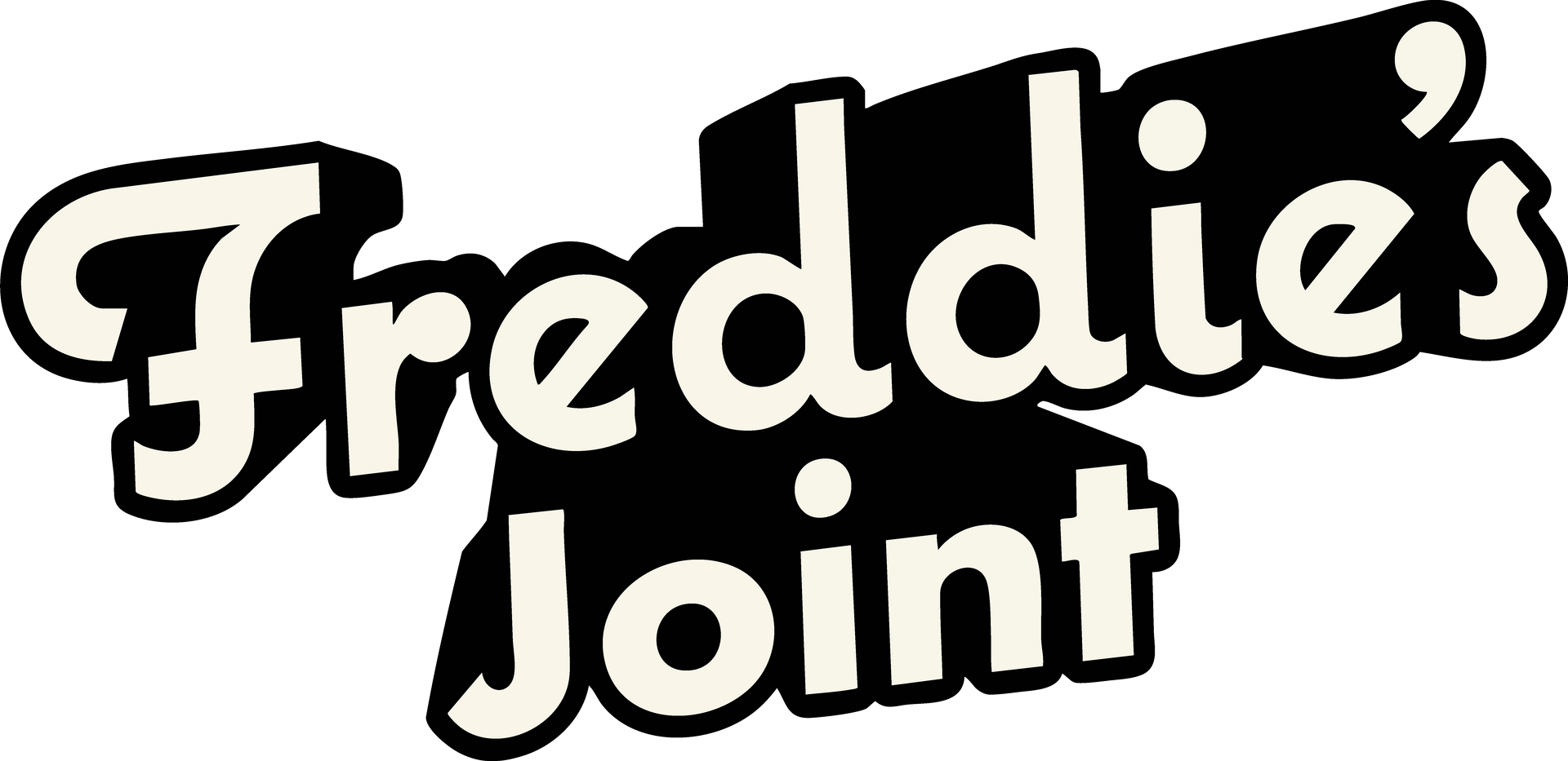 The word freddie 's is written in white on a white background.
