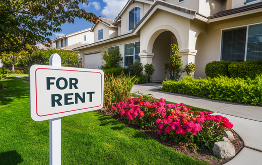 An empty room with dark wood flooring, tan walls, and three windows letting in sunlight, creating striped patterns.