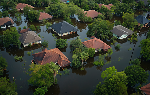 An empty room with dark wood flooring, tan walls, and three windows letting in sunlight, creating striped patterns.