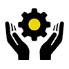 Hands holding gear icon